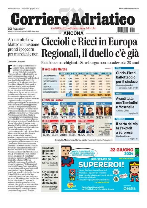 Prima-pagina-corriere adriatico-edizione-di-oggi-11-06-2024